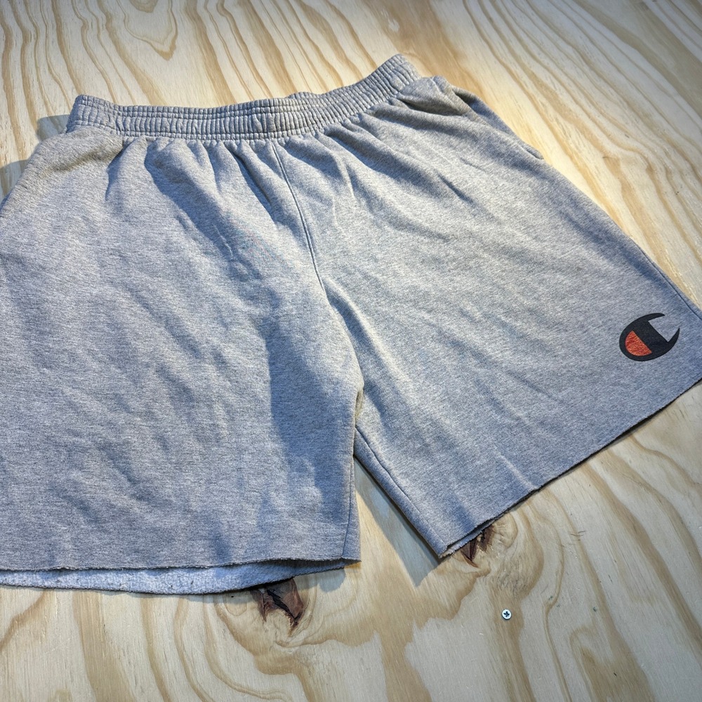Champion Mens 2XL Gray Athletic Fleece Shorts Raw Hem Gym Casual